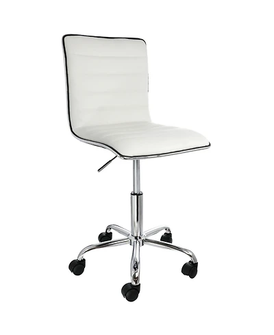 Elama Faux Leather Adjustable Rolling Office Chair in White