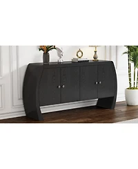 Lovmor Elegant Ash Veneer Storage Cabinet with Antique Brass Handles