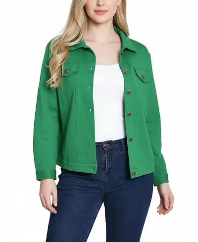 Ny Collection Petite Long Sleeve Ponte Cropped Jacket