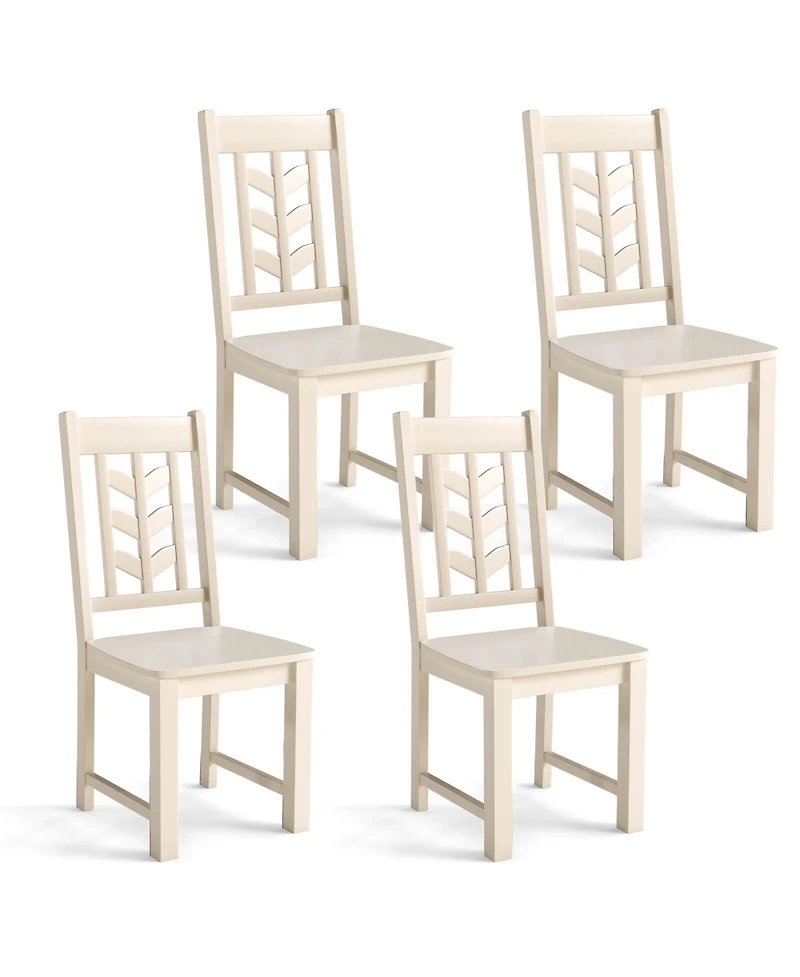 Costway Dining Chair with Rubber Wood Frame & Leaf-shape High Back for Kitchen