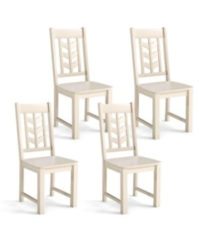 Costway Dining Chair With Rubber Wood Frame Leaf Shape High Back For Kitchen