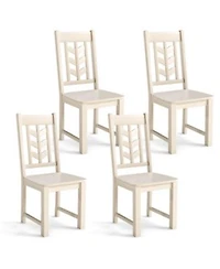 Costway Dining Chair With Rubber Wood Frame Leaf Shape High Back For Kitchen