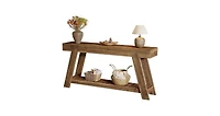 Tribesigns 62.9-Inch Solid Wood Console Table for Entryway, Long Narrow Sofa Couch Table with Storage