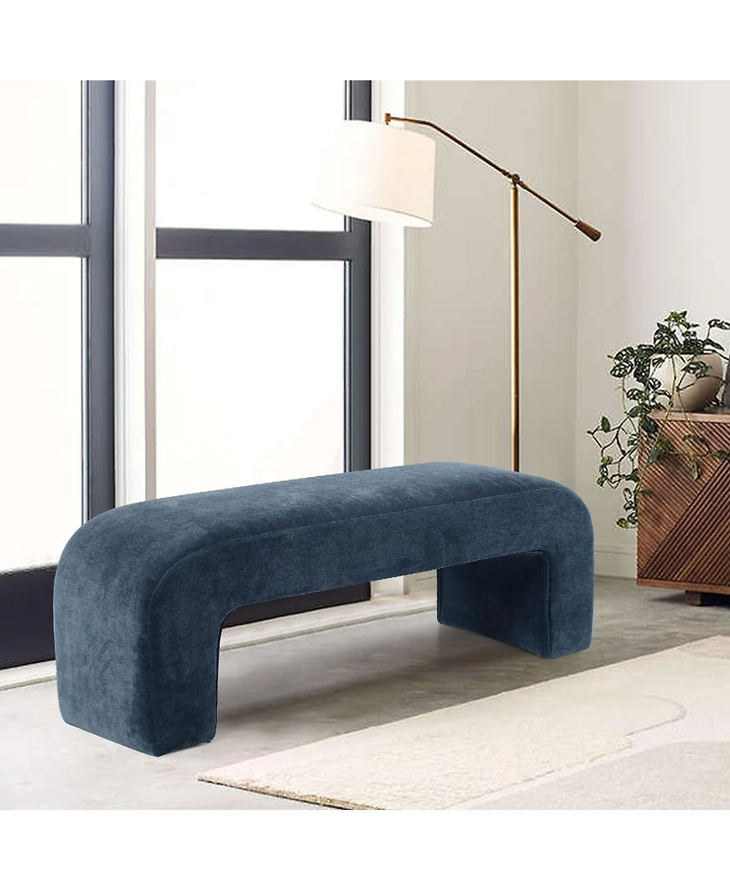 47" Upholstered Scroll Velvet Waterfall Bench/Chenille Entryway Bench-Maison Boucle