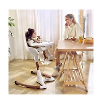 Cesicia White Gold Luxury Baby Dining Chair Baby High Chair with Adjustable Seat Height and Removable Tray
