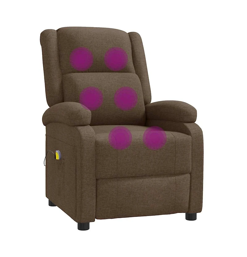 vidaXL Massage Chair Brown Fabric, wood, and metal Single Massage Chair