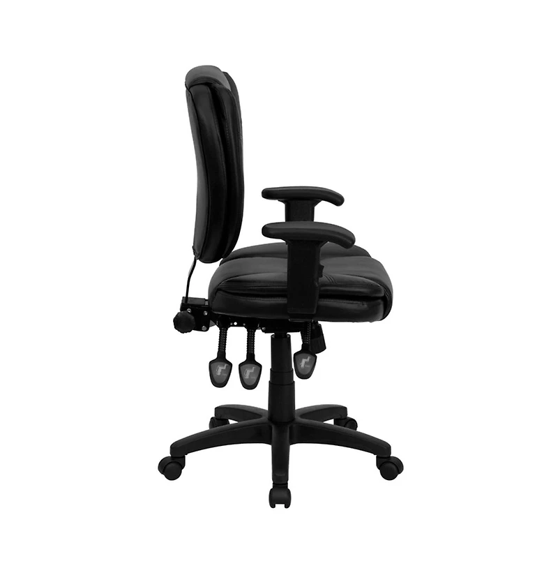 Emma+Oliver Mid-Back Multifunction Pillow Top Swivel Ergonomic Task Office Chair with Arms