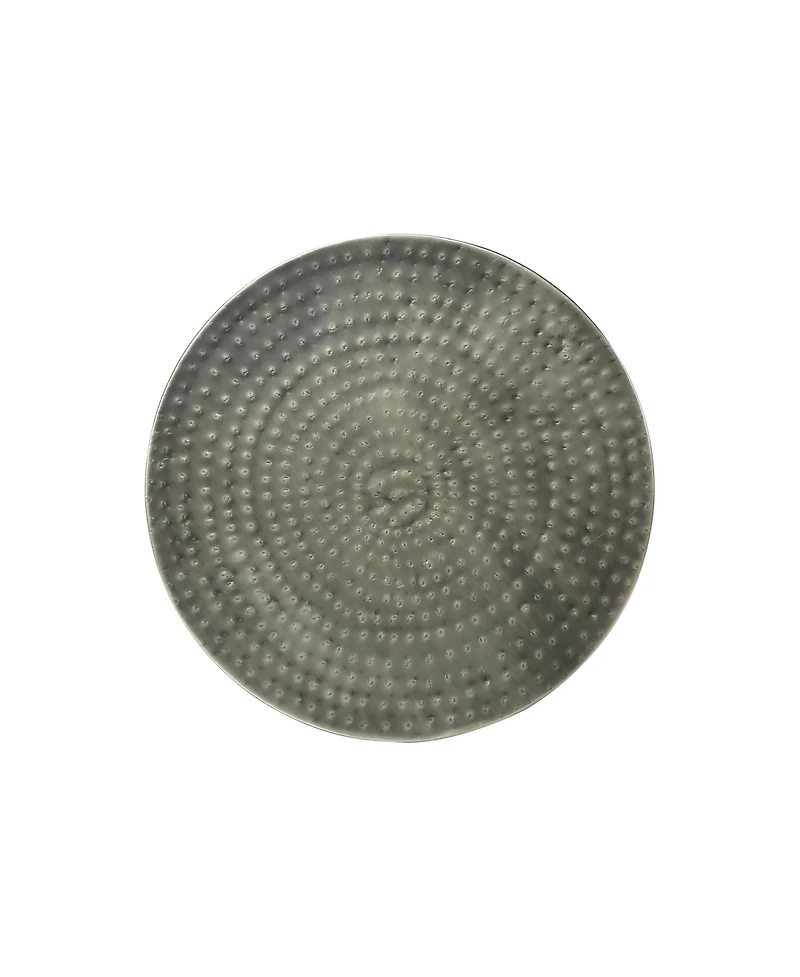 Lovmor Accent Table, Drum, Side, End, Nightstand, Lamp, Living Room, Bedroom, Grey Metal, Contemporary, Modern