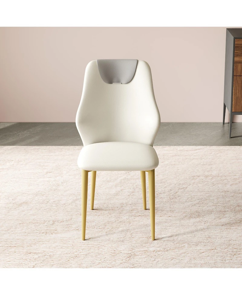 Streamdale Furniture Set of 2 Pu leather dining chairs with ergonomic backrests