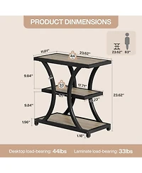 Tribesigns End Table with Storage Set of 2, 3-Tier Side Geometric Metal Design, Industrial Nightstand