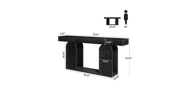 Tribesigns Black Console Table, 70.9-Inch Extra Long Sofa Table