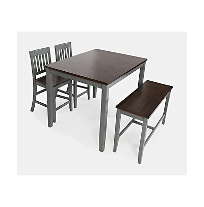 Jofran Decatur Lane Farmhouse 4 Piece Solid Wood Counter Height Set