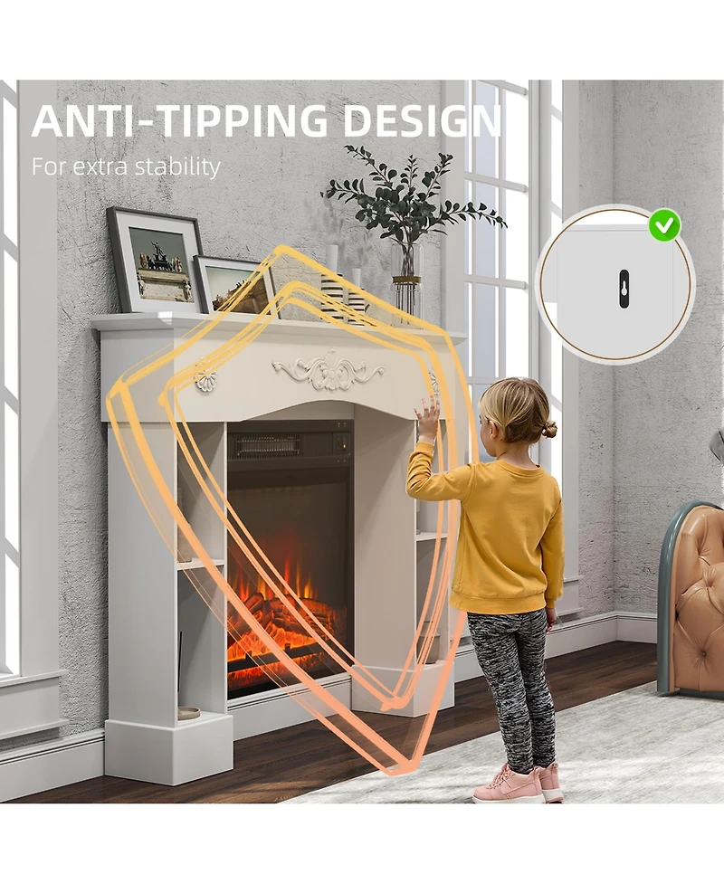 Homcom Baroque Fireplace Mantel, Fireplace Surround with Leg,