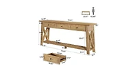 Tribesigns Console Table with 3 Storage Drawers, 70.87 Inches Extra Long Sofa Table Behind Couch with Bottom Shelf