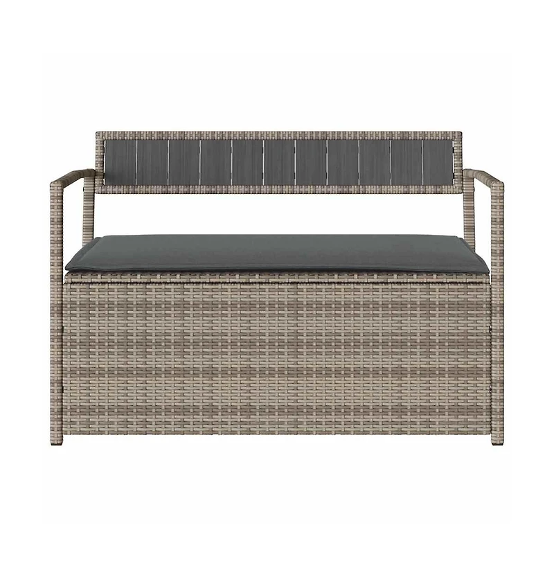 vidaXL Garden Storage Bench with Cushion Grey Poly Rattan
