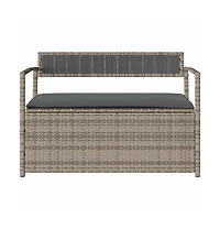 vidaXL Garden Storage Bench with Cushion Grey Poly Rattan