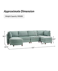 Hulala Home Dayman 6-Piece Modern Storage Convertible Sectional Sofa with End Table