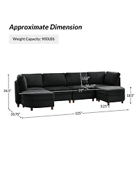 Hulala Home Dayman 6-Piece Modern Storage Convertible Sectional Sofa with End Table
