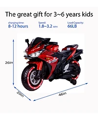 Cesicia Red 12 V Kids Motorcycle for 3-8 Years Kids, Kids Ride On Toy with Training Wheels, Manual Throttle, Drive By Hand and Lighting Wheels