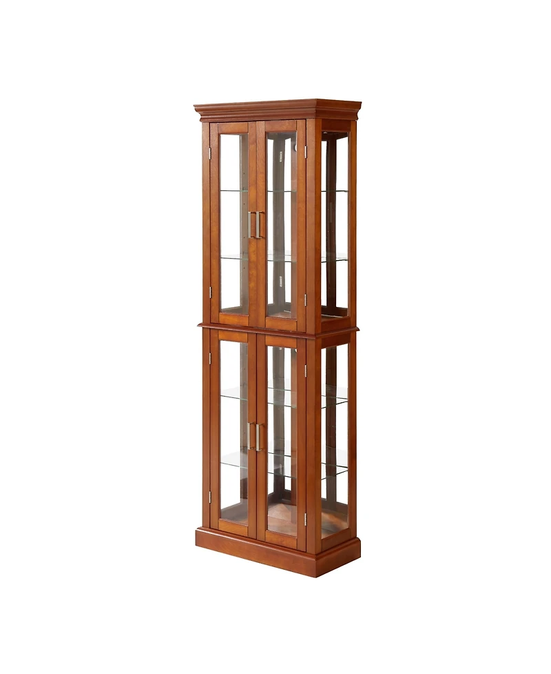 Lovmor Transitional Display Cabinet with Adjustable Shelves Internal Lighting and Mirrored Back Panel