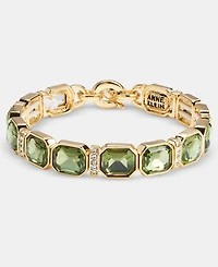 Anne Klein Pave Bar & Emerald-Cut Stone Stretch Bracelet