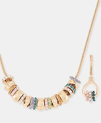 Anne Klein Two-Tone 2-Pc. Set Stone Rondelle Collar Necklace & Matching Drop Earrings