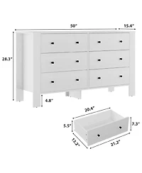 Gaomon 6-Drawer Wood Modern Wide Storage Dresser