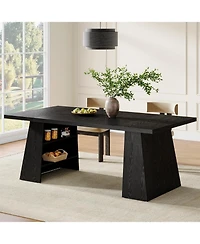 Tribesigns Black Rectangular Dining Table for 4-6 People – Modern Wooden Kitchen Table