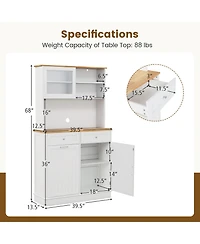 Gymax Double Tilt Out Trash Cabinet w/ Hutch Kitchen Pantry Storage Cabinet