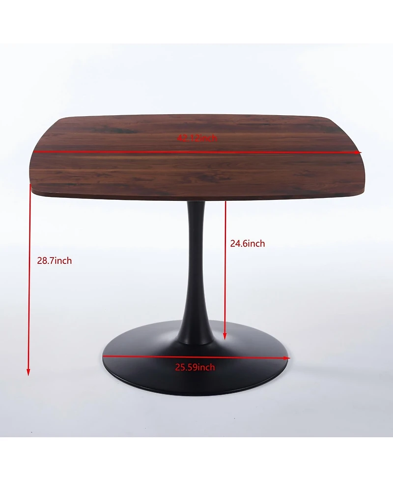Boyel Living 42 Inch Square Dining Table for 4-6 Person, Modern Table with Sturdy Metal Pedestal Base