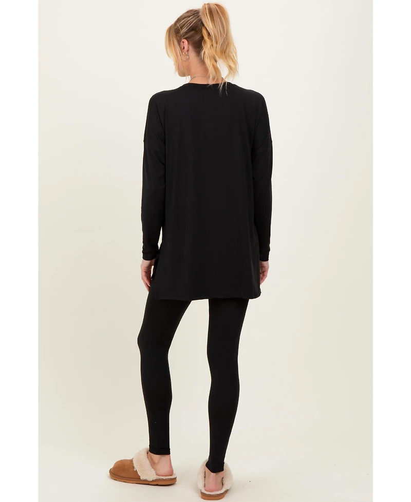 Pinkblush Maternity Black Brushed Knit Oversized Top and Legging Set