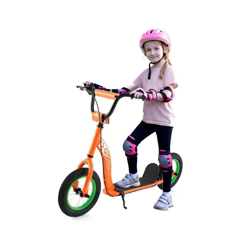 Hongge Youth Kick Scooter with Adjustable Height and Inflatable Wheels