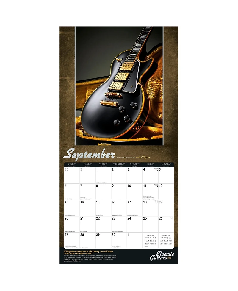 BrownTrout Electric Guitars | 2026 12 x 24 Inch (Hanging) Monthly Square Wall Calendar | Foil Stamped Cover | Plastic-Free