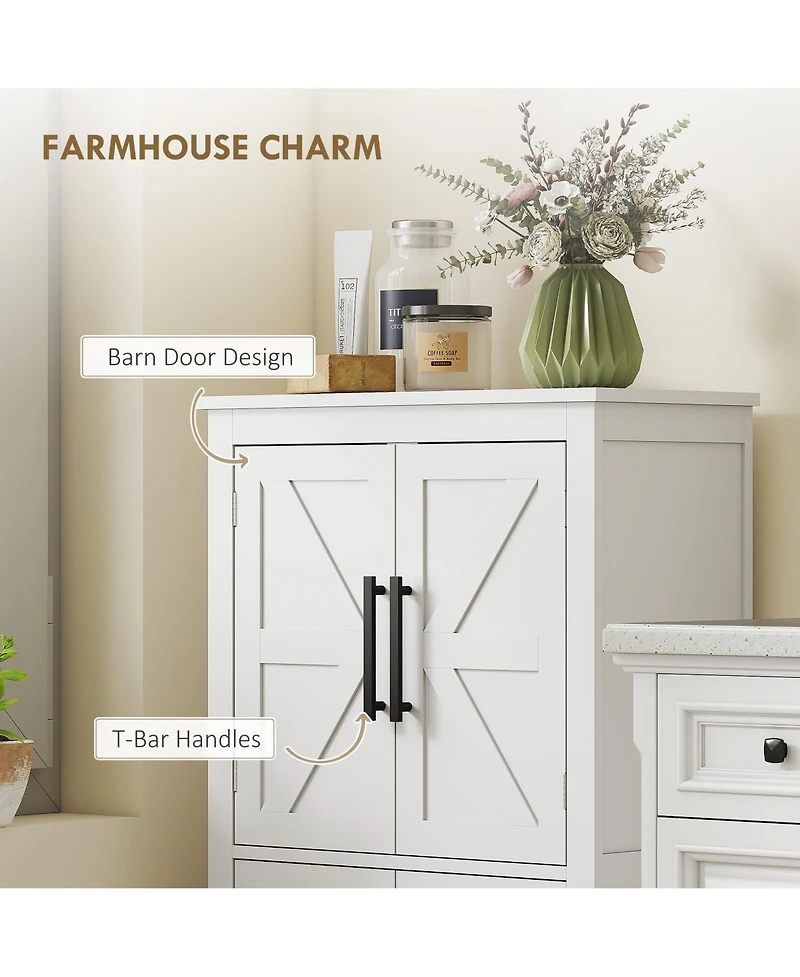 Homcom Bathroom Floor Cabinet, Farmhouse Bathroom Cabinet with Doors,