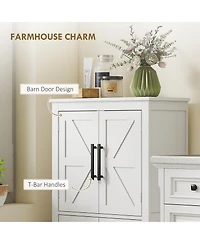 Homcom Bathroom Floor Cabinet, Farmhouse Bathroom Cabinet with Doors,