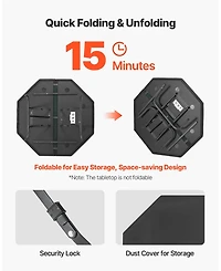 Mecale Foldable Poker Table, 48" Octagonal 8-Player Folding Casino Table with Padded Rails and Cup Holders