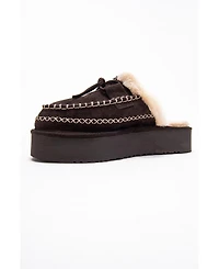 Forever & Always Shoes Yalina Leather Platform Moccasin Slippers (Women)