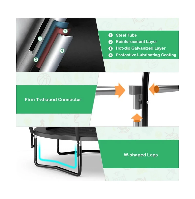 Hongge 8 Foot Astm Certified Recreational Trampoline with Ladder