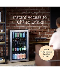 hOmeLabs 120 Can Beverage Refrigerator Cooler Glass Door Mini Fridge, 3.2 Cu Ft