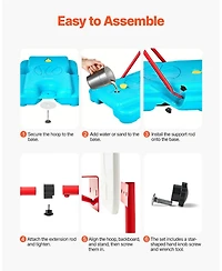 Mecale Kids Basketball Hoop, Height-Adjustable Portable Hoop with Fillable Base for Indoor and Outdoor Play