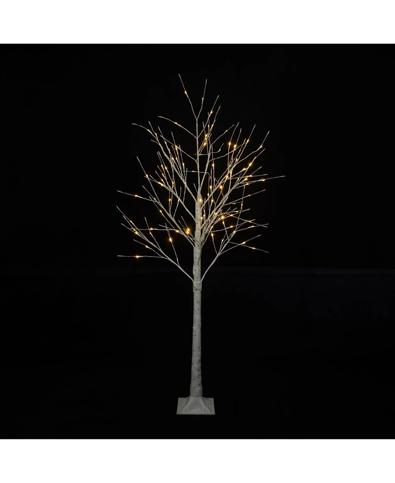 sumyeg Set of Lighted Birch Tree with Warm White Lights Christmas Tree for Decoration