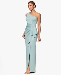 Xscape Petite One-Shoulder Side Ruching Gown