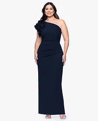 Xscape Plus One-Shoulder Ruffle Ball Gown