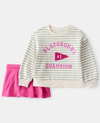 Carter's Girl Toddler Playground Champion Striped Top and Skirt, 2-Piece Set