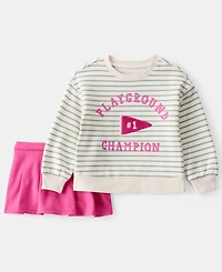 Carter's Girl Toddler Playground Champion Striped Top and Skirt, 2-Piece Set