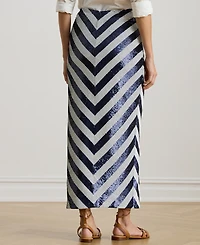 Lauren Ralph Petite Sequin Stripe Pencil Skirt