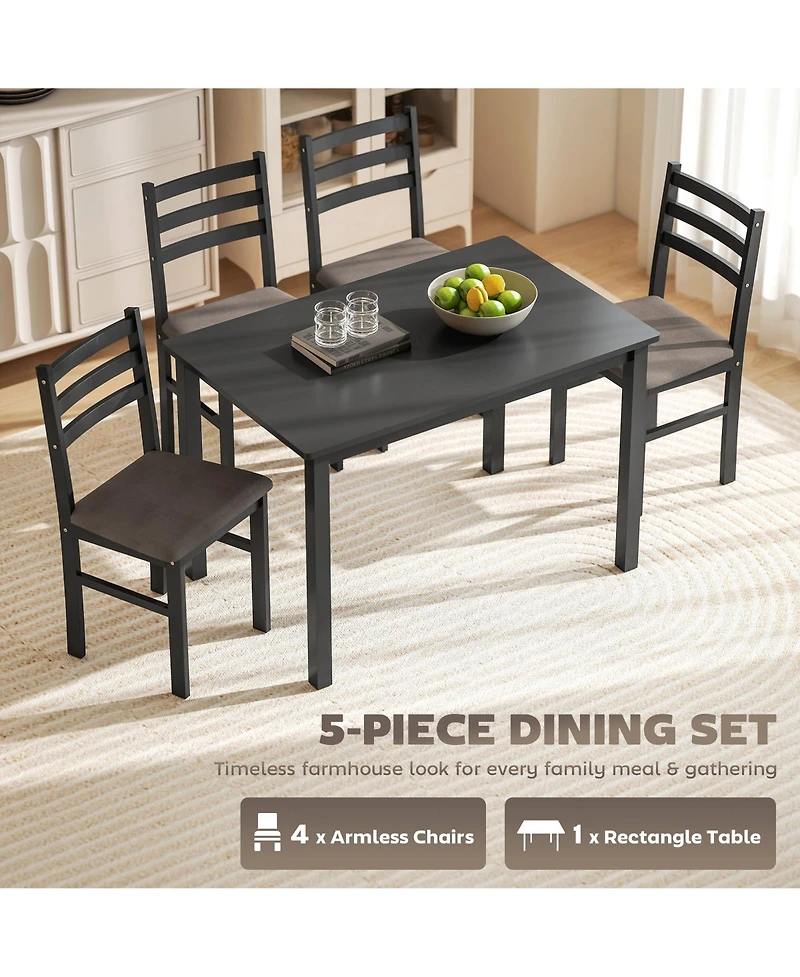 Homcom 5-Piece Dining Table Set with Upholste Chairs