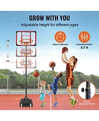 Mecale 28-Inch Adjustable Basketball Hoop, 5–7 ft Portable Backboard System with Wheels and Fillable Base