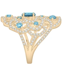 Macy's Diamond (1 ct. t.w.), London Blue Topaz (1 ct. t.w.) and Blue Topaz (3/4 ct. t.w.) Ring in 14k Yellow Gold