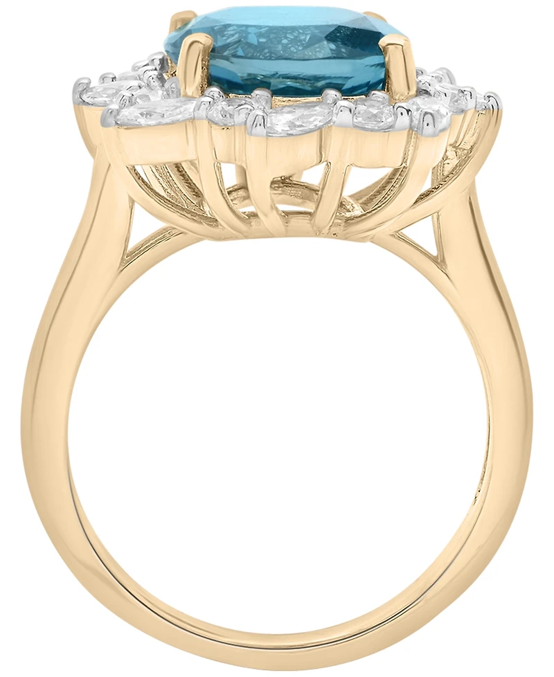 Macy's London Blue Topaz (5-7/8 ct. t.w.) and White Sapphire (1-1/3 ct. t.w.) Ring in 14k Yellow Gold